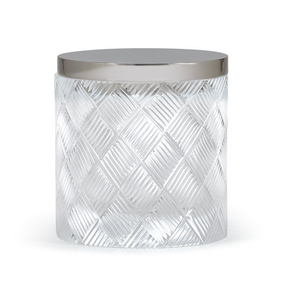 Basketweave Glass Bathroom Storage Container