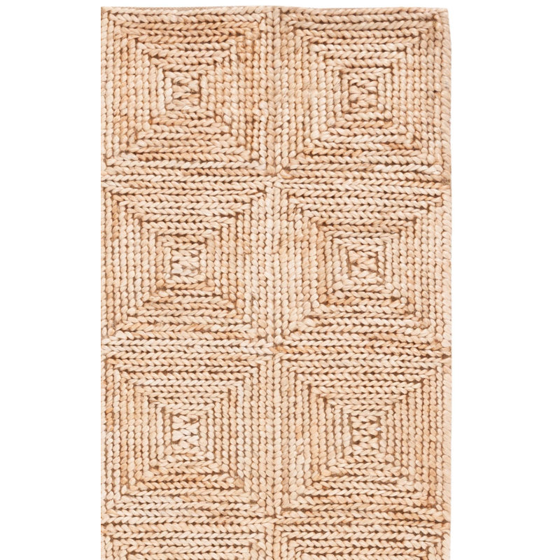 Tapis en jute / coton naturel tissé à la main Aunye, Rectangle 4 pi x 6 pi