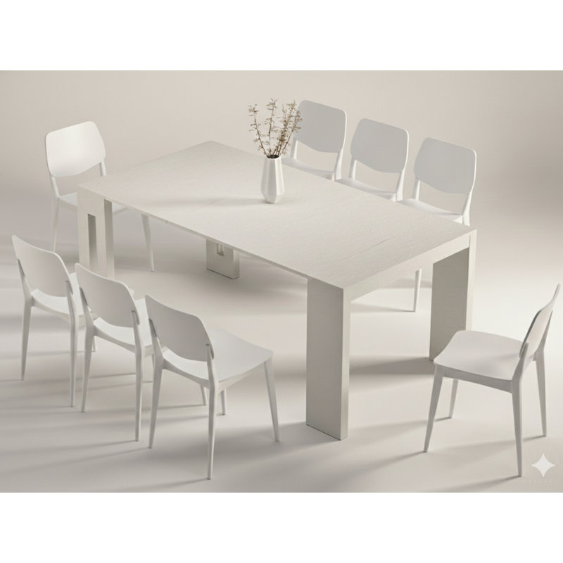 Table de salle à manger extensible, Blanc