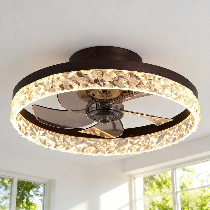 Ventilateur de plafond à DEL à profil bas de 20 po à DEL à intensité variable avec télécommande pour salle à manger et chambre à coucher