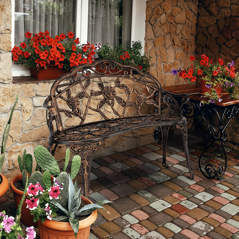 Cast Aluminium Garden Bench, Antique Copper