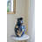 Navy Blue Ceramic Vase With Gold Tulip Design-529854753