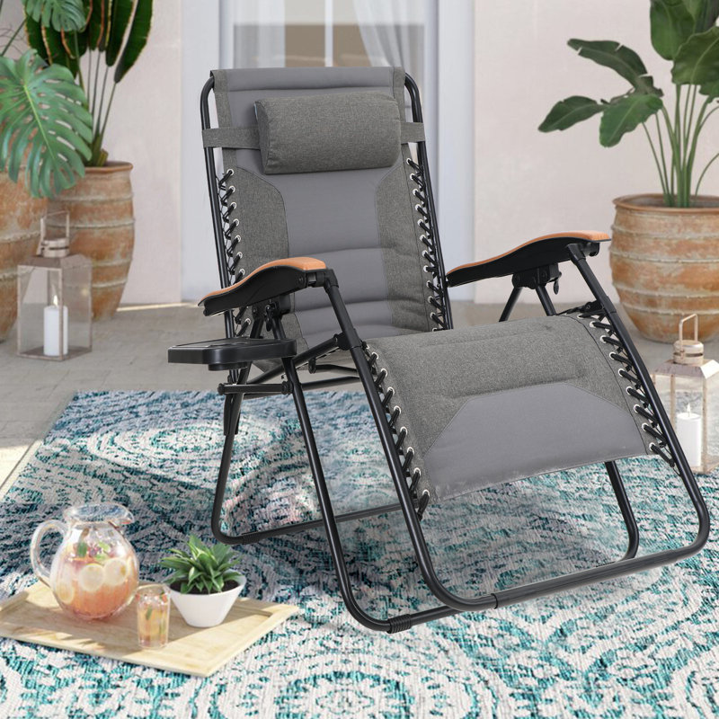 Syril Folding Zero Gravity Chair, Light Grey