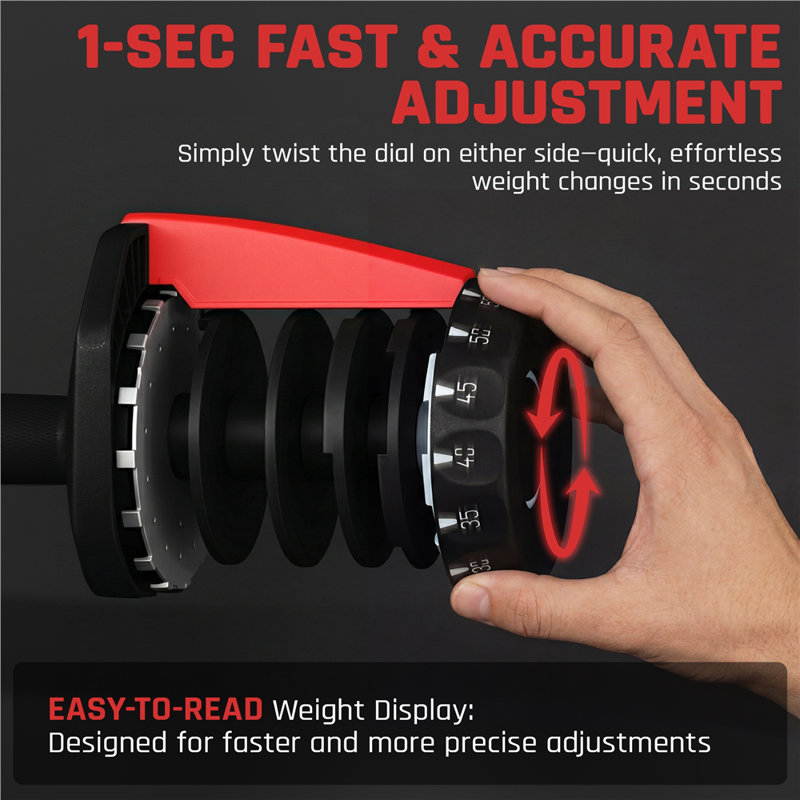 15-in-1 Quick-Adjust Dumbbell Weight  from 5LBS To 52.5LBS