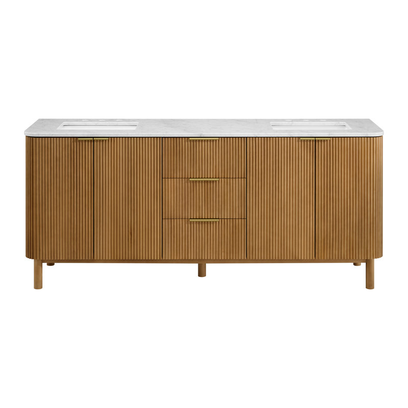 Kensington Double Bathroom Vanity Reeded Birch, 78"