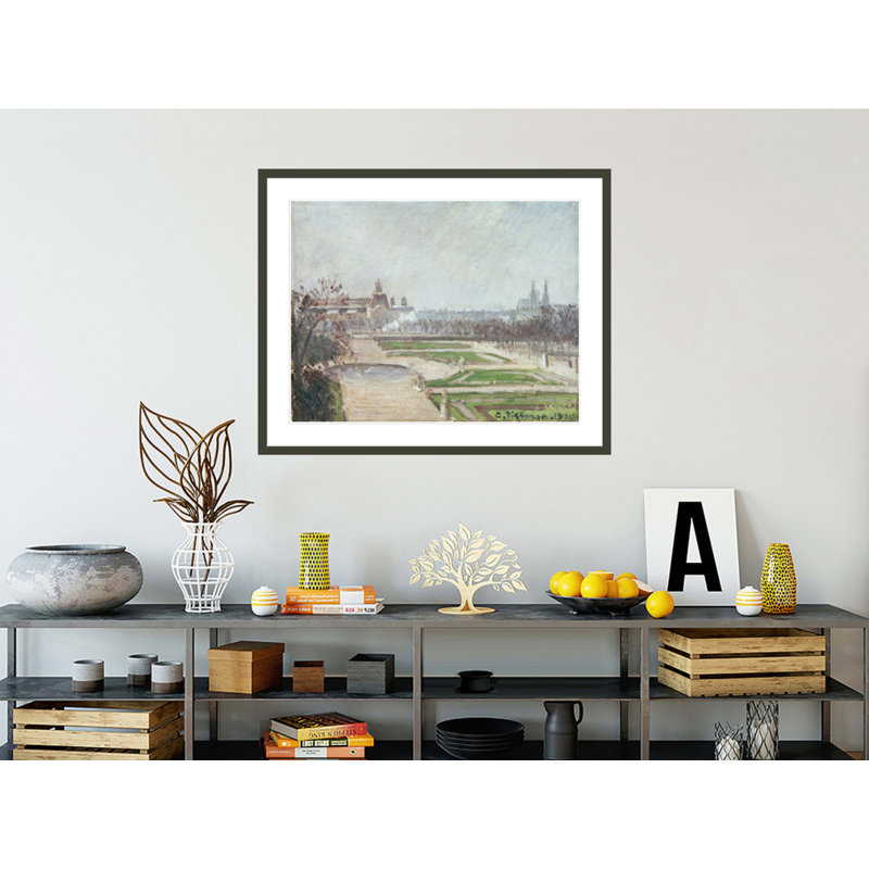«The Tuileries Gardens and the Louvre» par Camille Pissarro, impression giclée encadrée, H 33,5 po x l 41,35 po