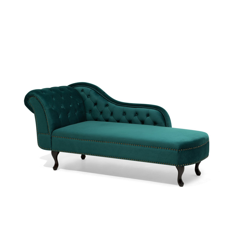 Jeb Velvet Chaise Lounge, Left Hand Facing, Emerald Green