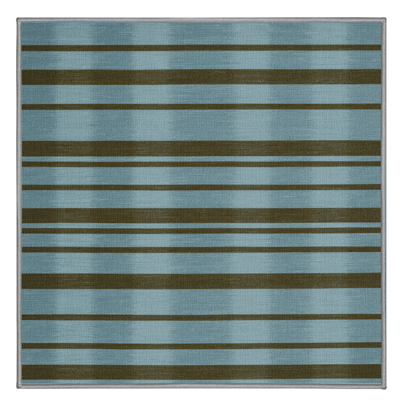 Tapis gris à rayures horizontales lavable à la machine, Carré 8 pi