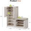 Élégant étagère à chaussures avec banc et 7 + 3 compartiments de rangement, blanc, réglable pour armoire multifonctionnelle