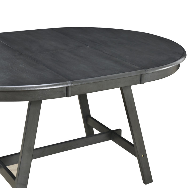 Table de salle à manger ronde extensible en bois Trexm (gris)