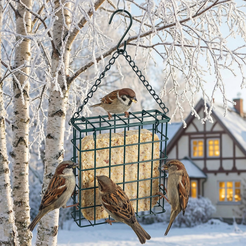 Mangeoire d'extérieur en fer rectangulaire pour oiseaux