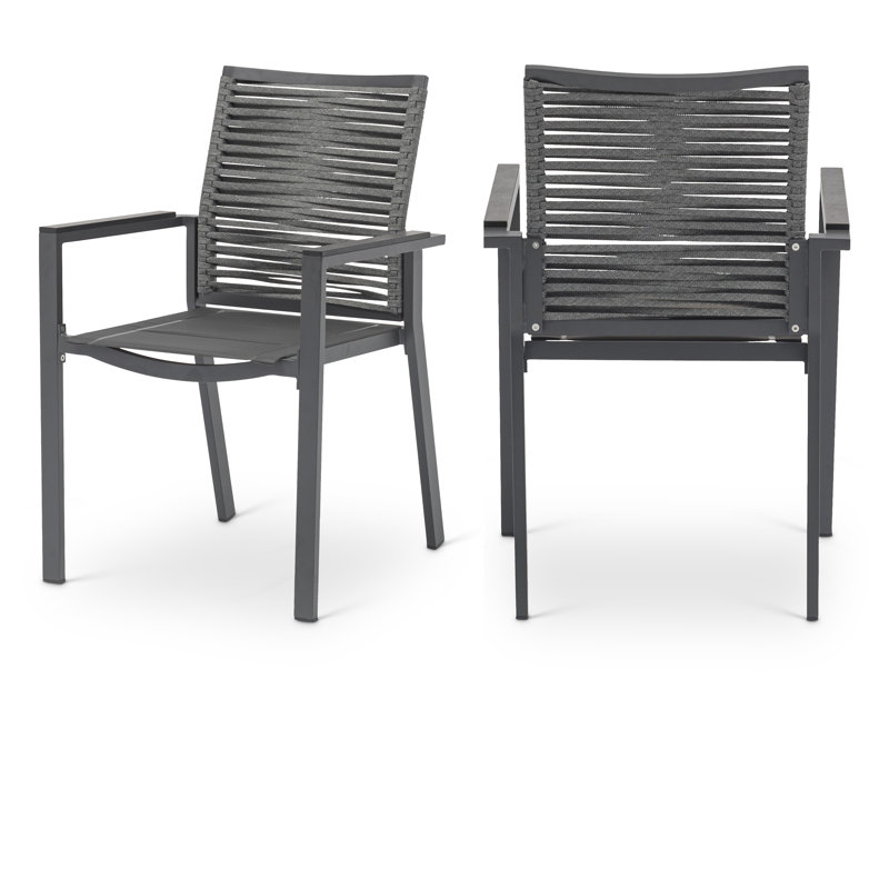 Chaise de patio avec coussin Oan Winnfield, Gris foncé, Gris foncé