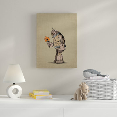 « robot fleur », art sur toile