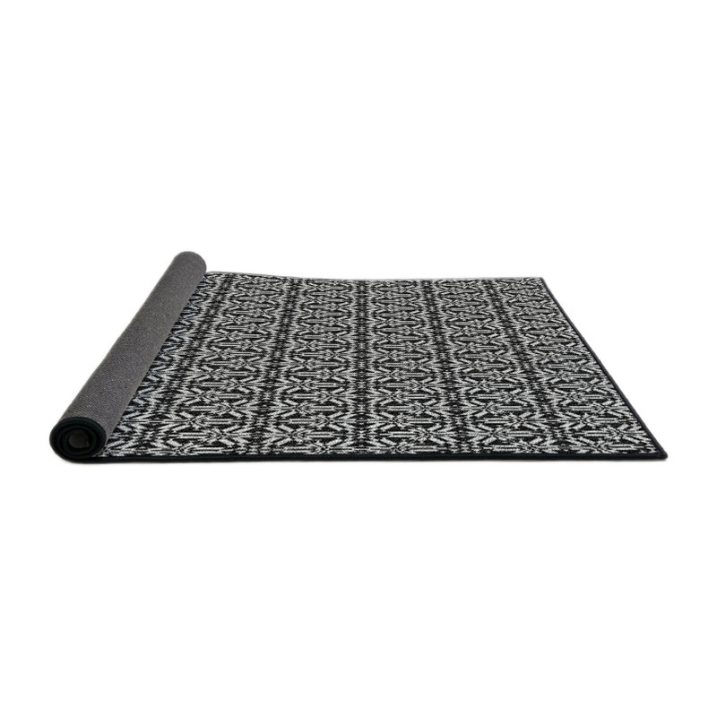 Tapis noir/blanc à motifs, Rond 4 pi