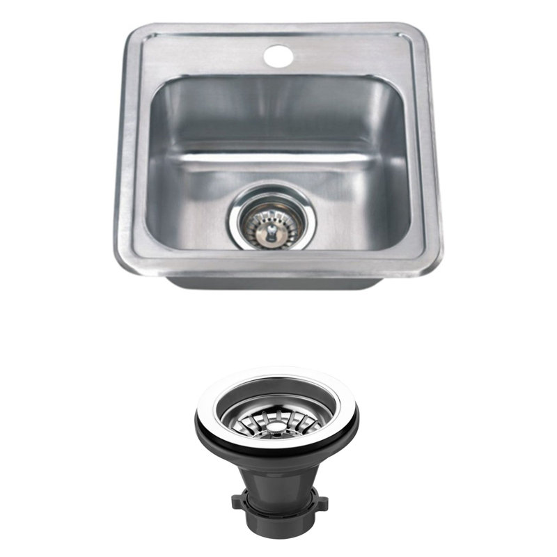 15'' Square Drop-In Stainless Steel Single Bowl Sink