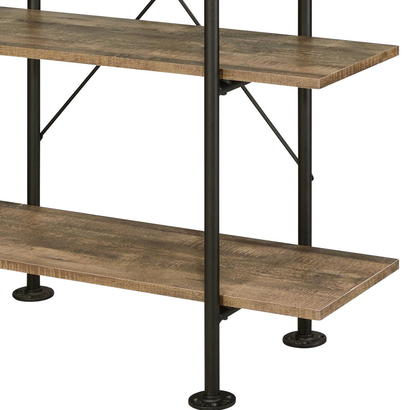 Tablette rustique en chêne rustique - base en métal noir, détails d'armoire attrayants, rangement spacieux