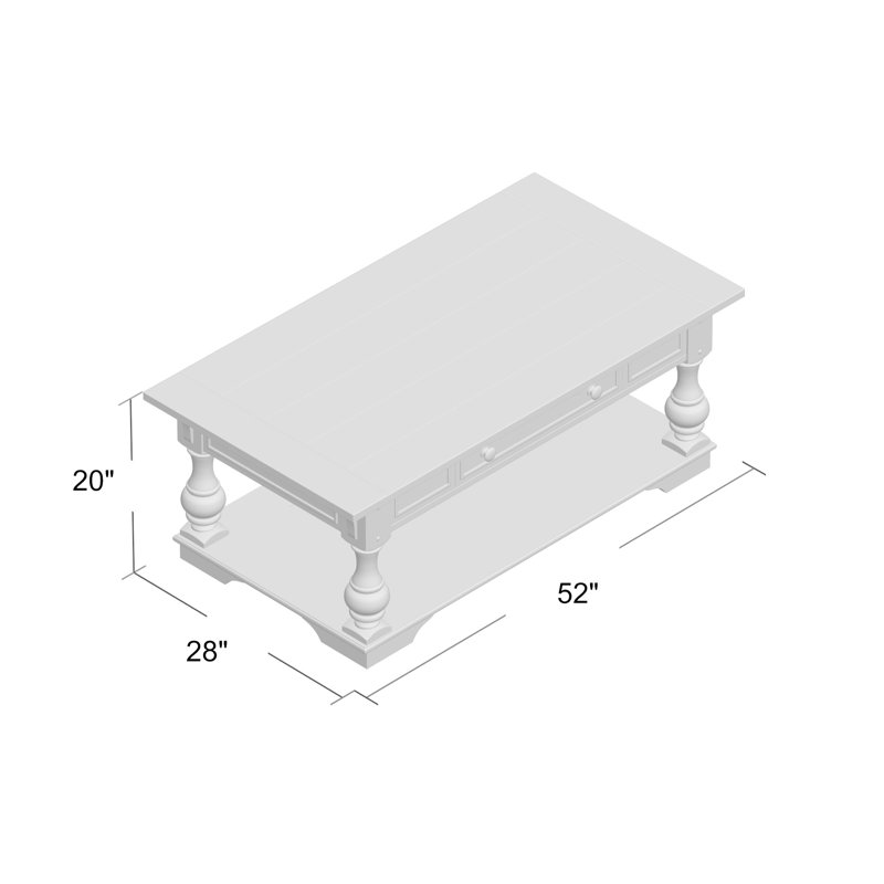 Morgan Creek Antique White Rectangular Coffee Table with Storage