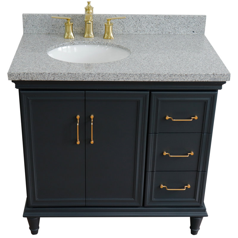 Ensemble de meuble-lavabo simple 37 po Lingerfelt, Gris foncé, gris