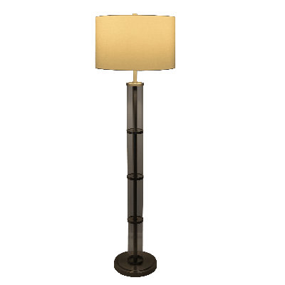 Nimbus Brushed Nickel Floor Lamp with 3-Way Rotary Switch Clear Glass Body  Metal Base