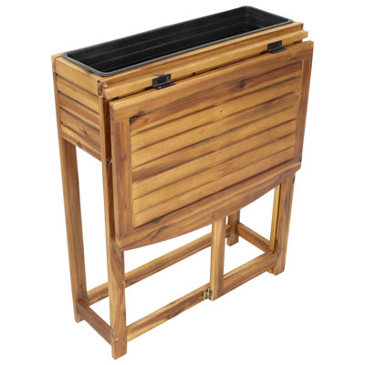 Roheel Acacia Wood Rectangular Raised Garden Bed with Shelf - 24.25" x 25" x 30.5" - Brown