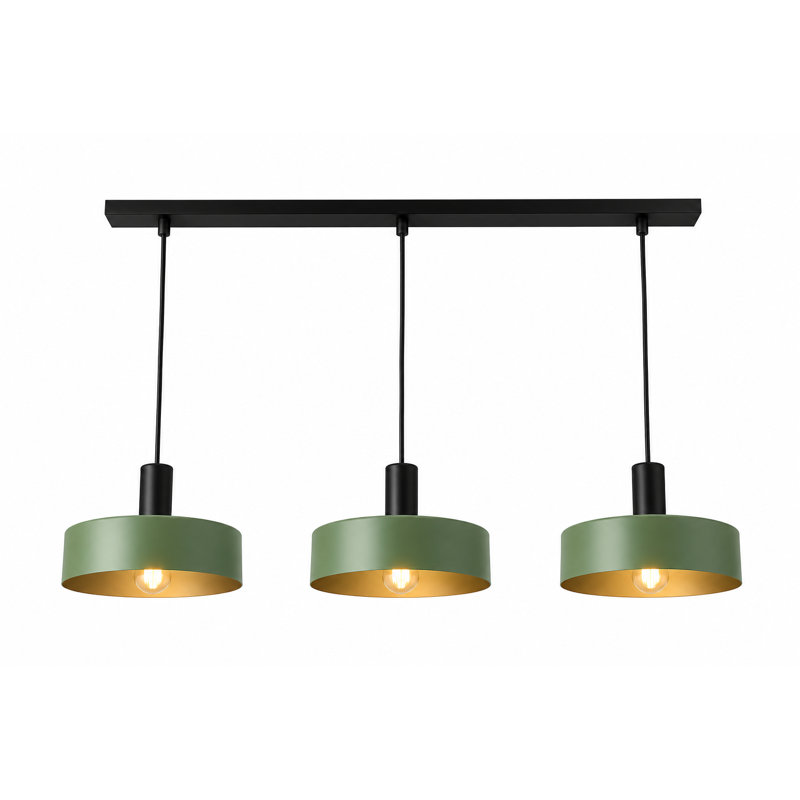Bhayani 3 - Light Drum Pendant, Khaki Black, Green