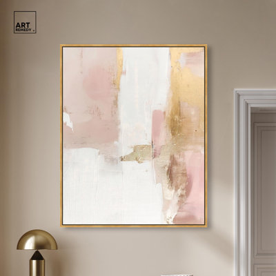 Blush Gold Shimmer I Canvas Abstract Earth Tone by Art Remedy