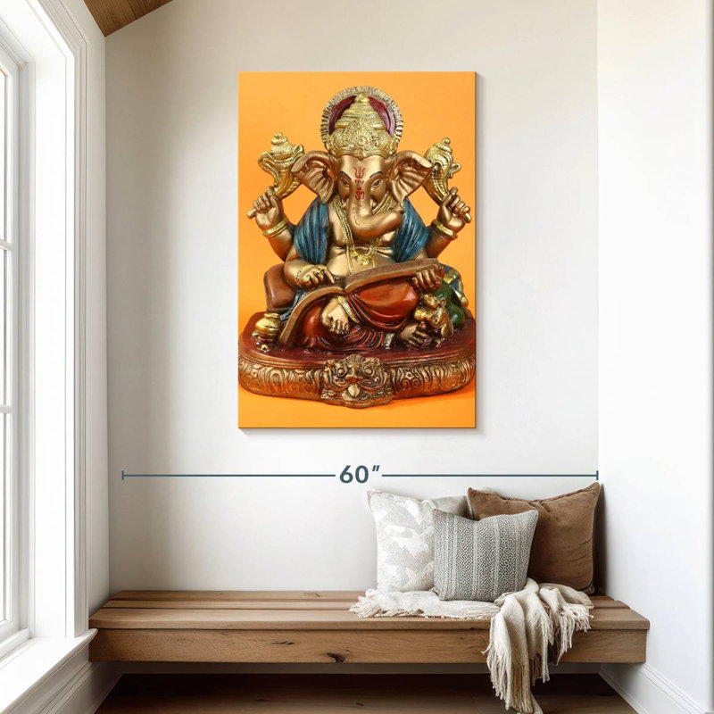 Adella Golden Ganapati Idol, H 45 po x l 30 po