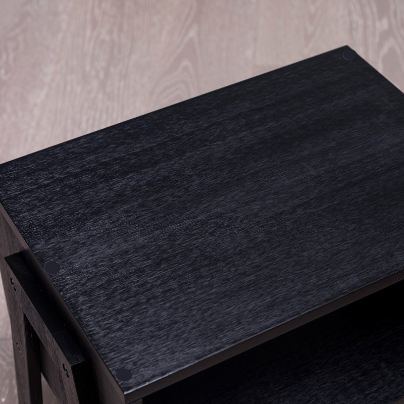 Ensemble de 2 tables de bout en bambou pour tables de bout Forevich, Noir, noir, noir, noir
