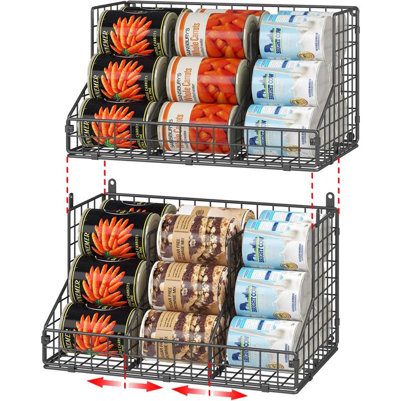2 Pack Stackable Can Rack Organizer for Pantry Storage,Can Dispensers with 4 Adjustable Dividers