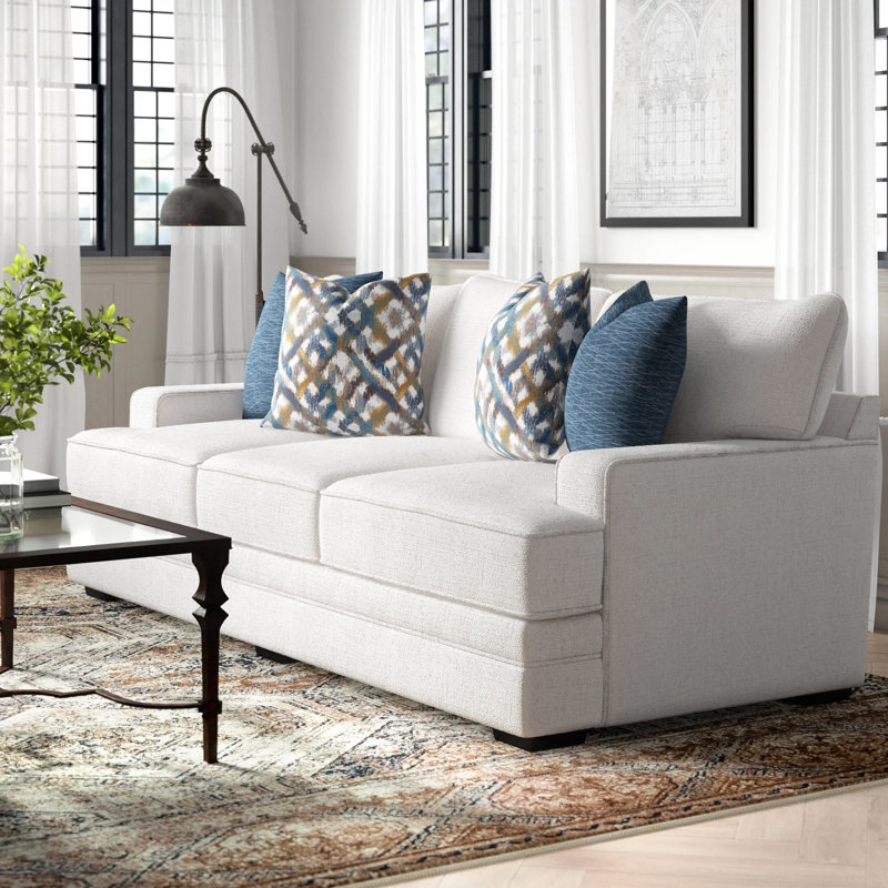 Canapé à accoudoirs encastrés avec coussins réversibles 101,5 po Terrin, Orlando Snow, H 40,5 po x l 101,5 po x P 44 po, 3
