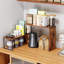 Organisateur de comptoir de cuisine, étagère à épices, étagère de rangement empilable, étagère de coin, rangement et rangement pour garde-manger, comptoir, station café en bois brun rustique