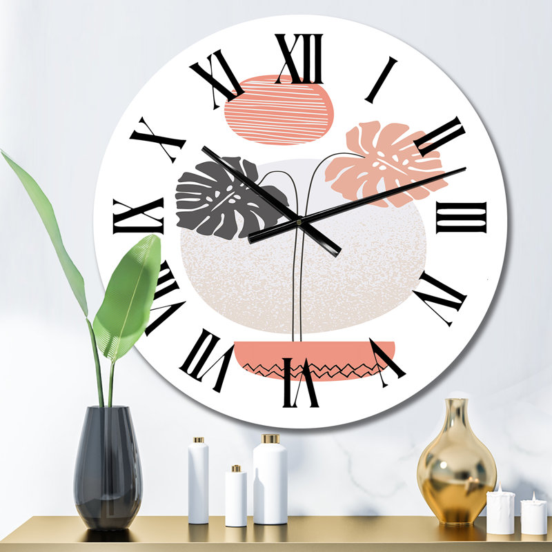 «Tropical Monstera Leaf One Line Art», horloge murale moderne, Petit
