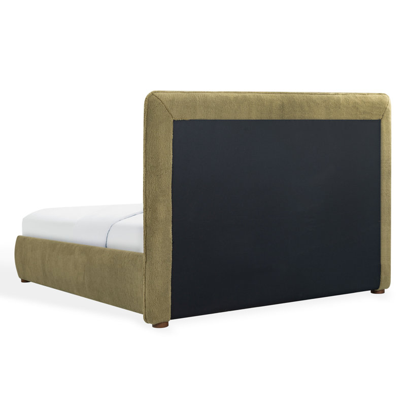 Callahan Upholstered Bed, Olive Green Faux Sherpa, Full / Double