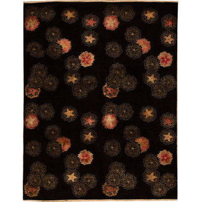 Dharma Floral Area Rug in Black
