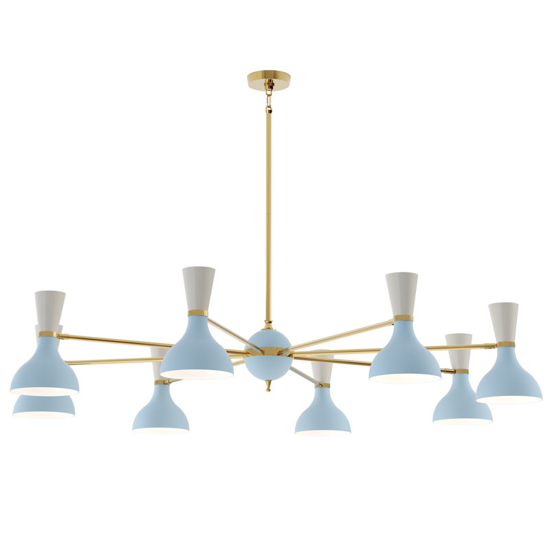 Lustre Clare Light, Bleu pastel et blanc, Laiton moderne, H 56,25 po x l 57 po x P 15 po