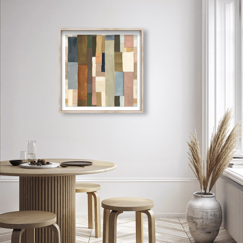 Woven Earthscape Shadowbox Abstract Print by Oliver Gal, Black Frame, 12 x 12, 31.5"H x 31.5"W, Natural Oak Frame