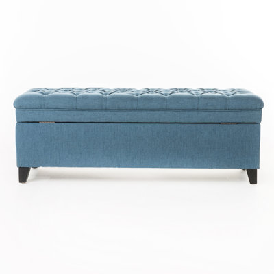 Blue Fabric Storage With Versatile Function And Birch Legs - 50.54D X 21.06W 18.30H Elegant Feature Living Room Furniture