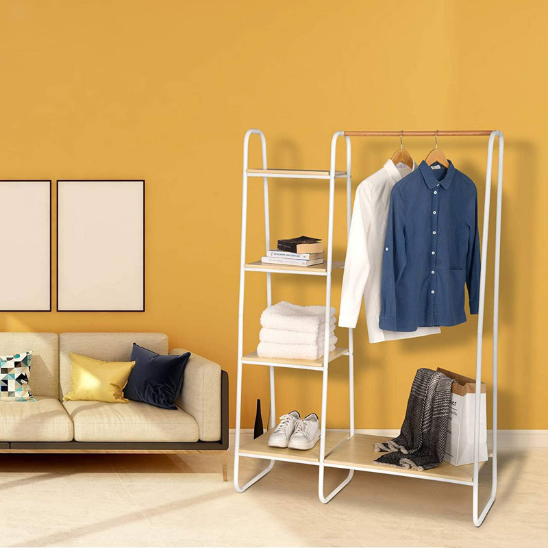 Bouknight 102cm Clothing Rack, White/Light Oak