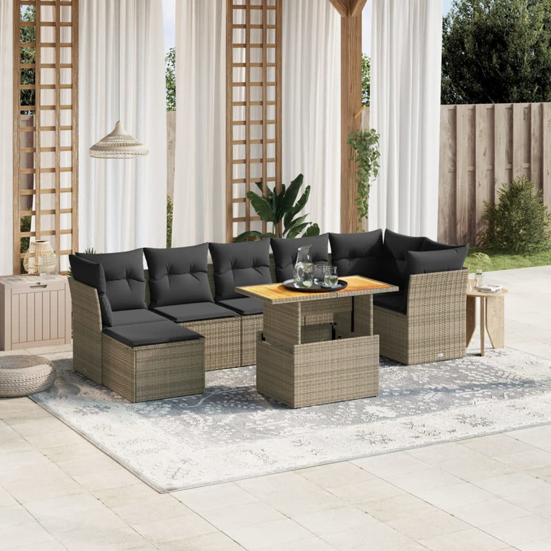 Ensemble de canapé de jardin Vidaxl gris et gris foncé PE rotin grand modulaire
