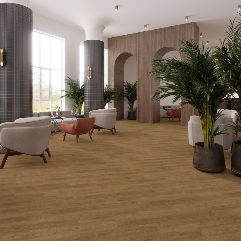 GlueCore Pro 28mil x 7" W x 48" L Glue Down Luxury Vinyl Plank Flooring, Expresso
