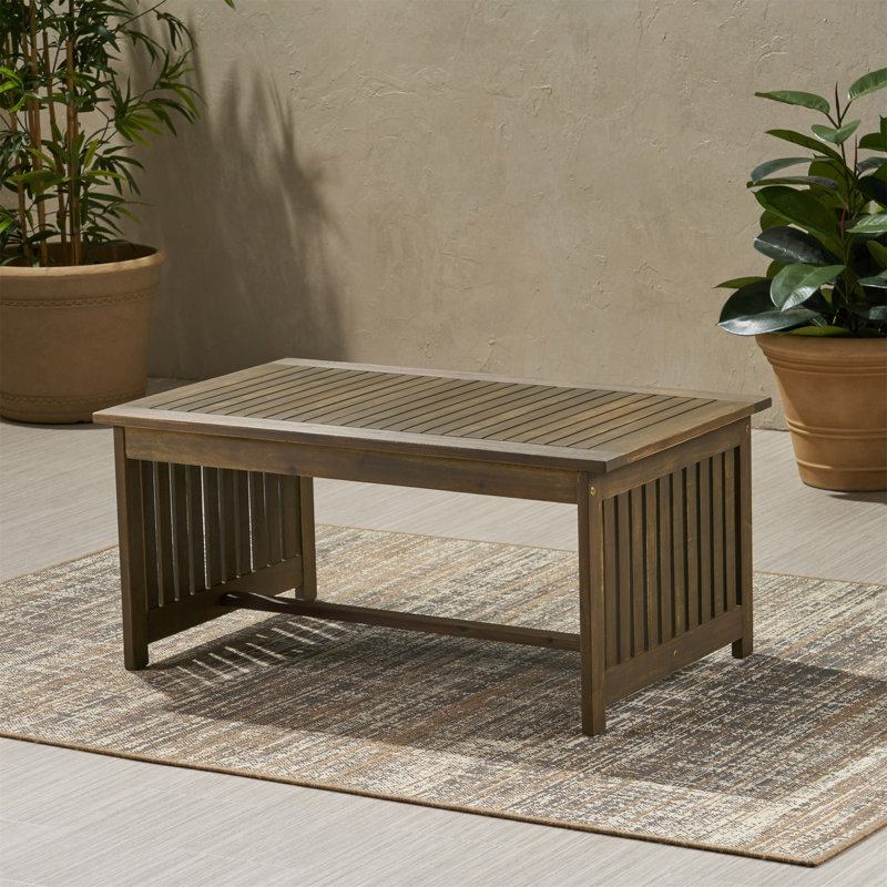 Grace Broad Acacia Wood Outdoor Coffee Table in Gray