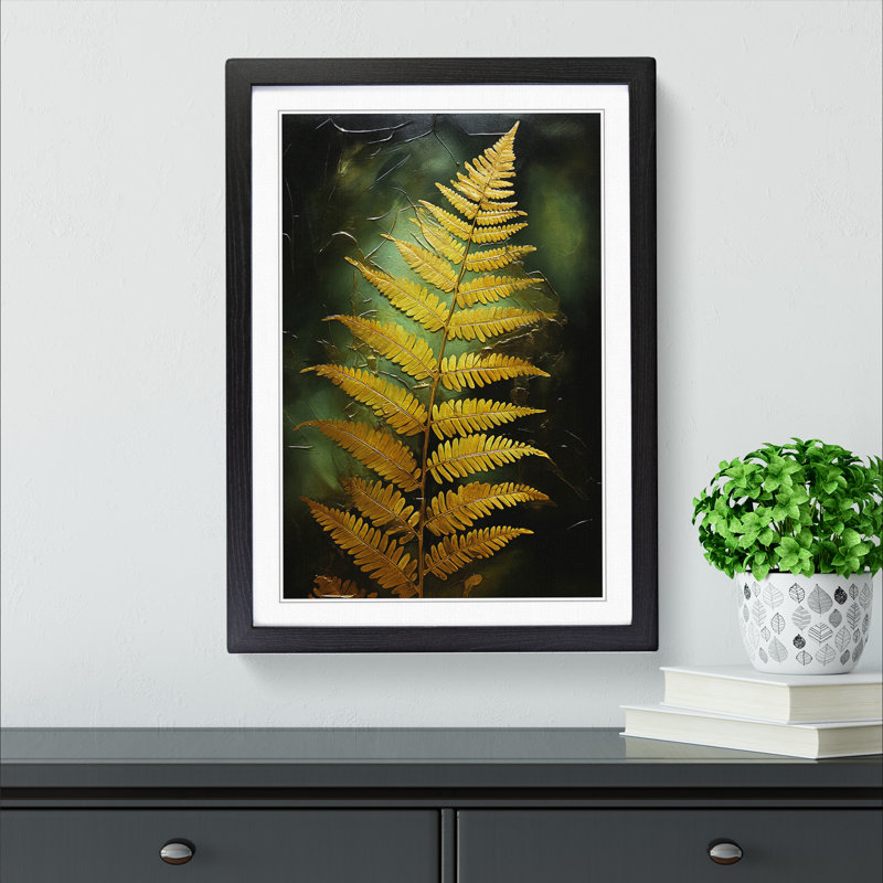 Fern Leaf Gestural No.2 - Framed Print, 64cm H x 46cm W x 2cm D, Black