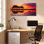 Ensemble de 1 tableau sur toile tendue « Notes de musique et silhouette d'arbre au coucher du soleil »-545376036