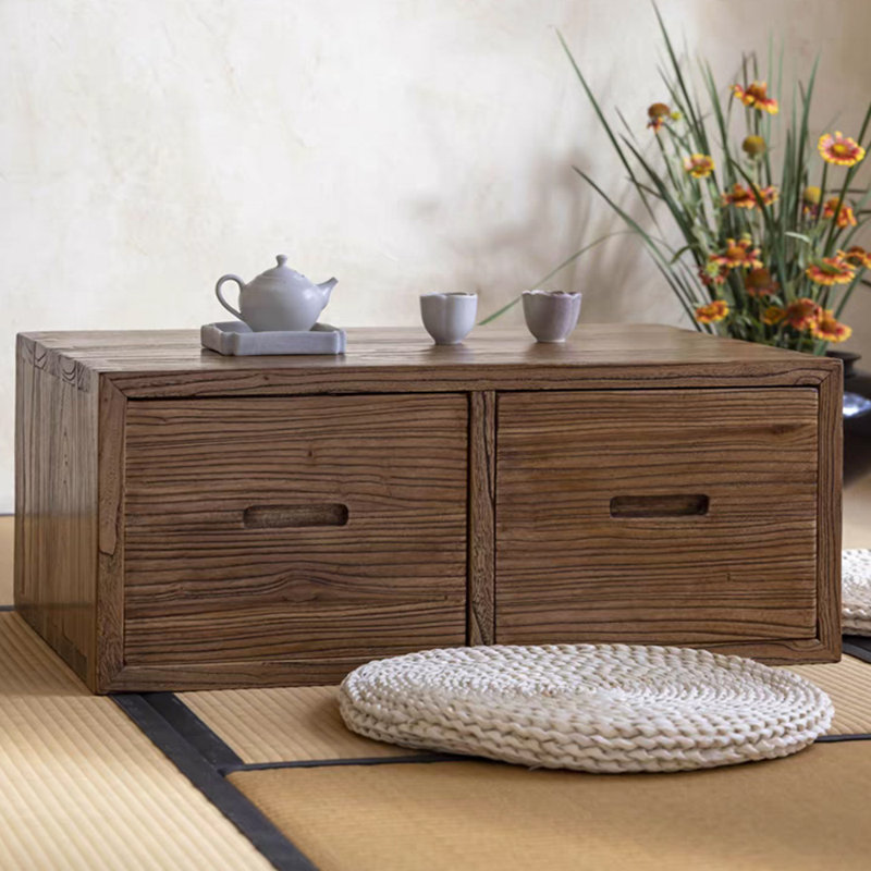 Table basse ancienne avec tiroirs en noyer, H 11,81 po x L 35,43 po x l 17,71 po