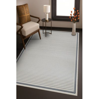 Tapis gris tissé à rayures Mosso