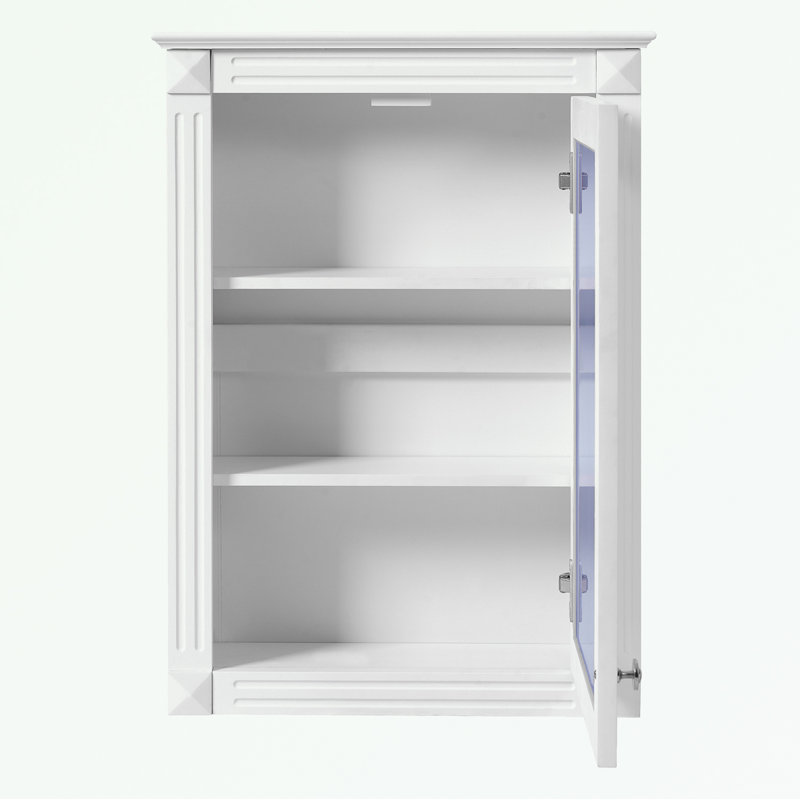 Armoire de rangement murale avec miroir et tablette réglable, Blanc