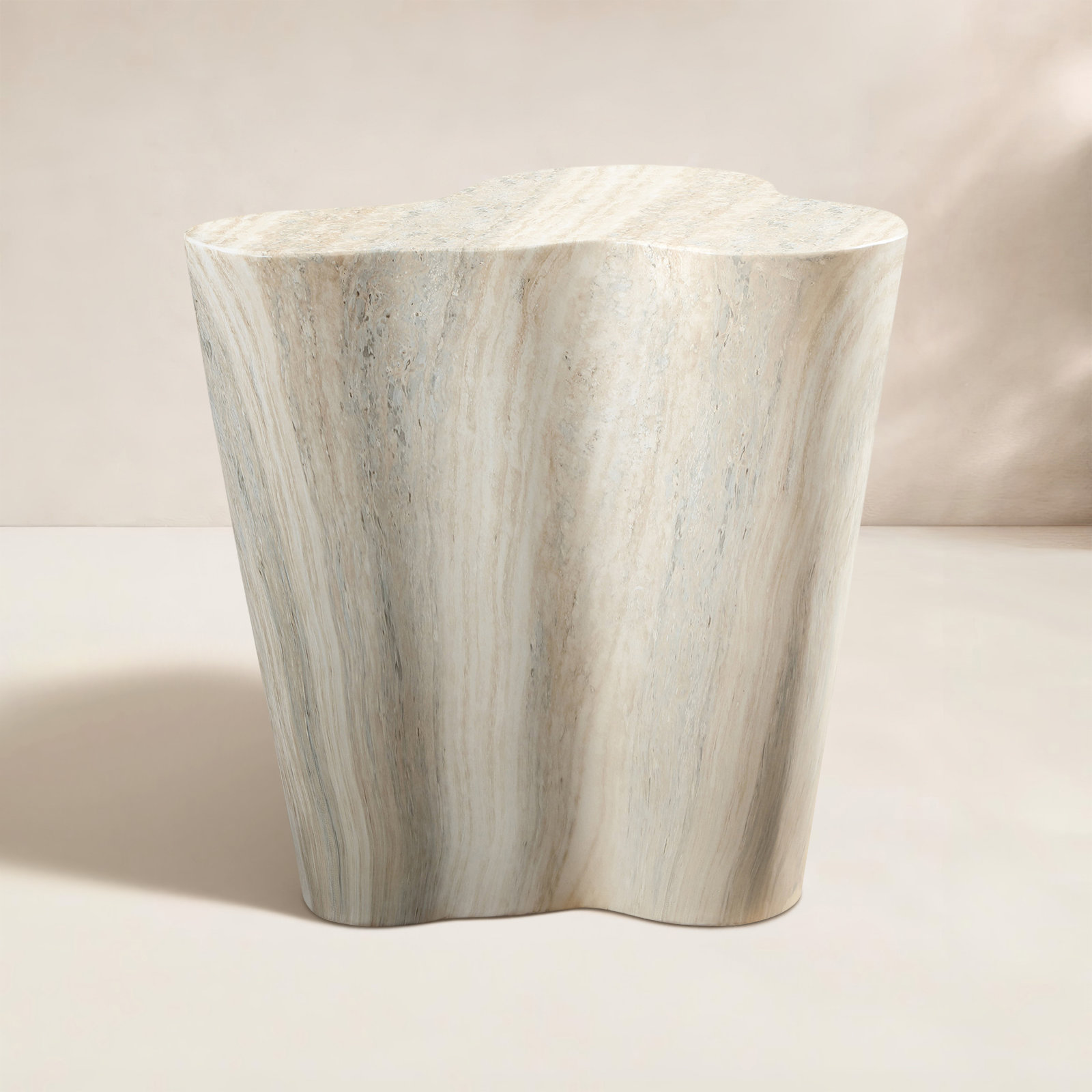 Barrett End Table, 22" H x 22" W x 18" D, Travertine 1