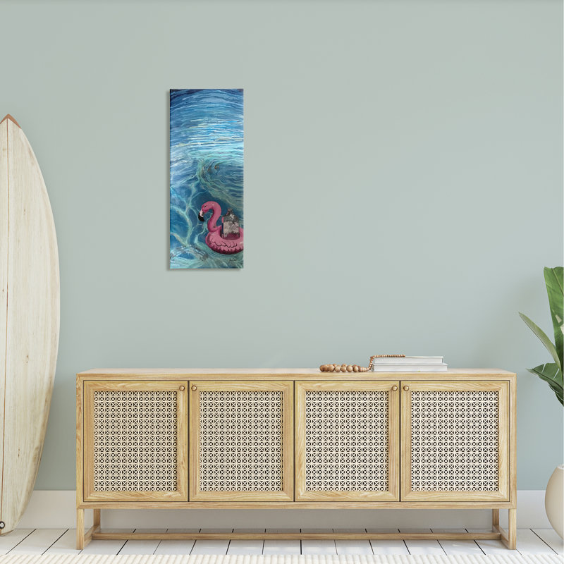 «Flamingo Pool Float Summertime Swirled Water Ripples» par Stacy Gresell - impression sur toile tendue