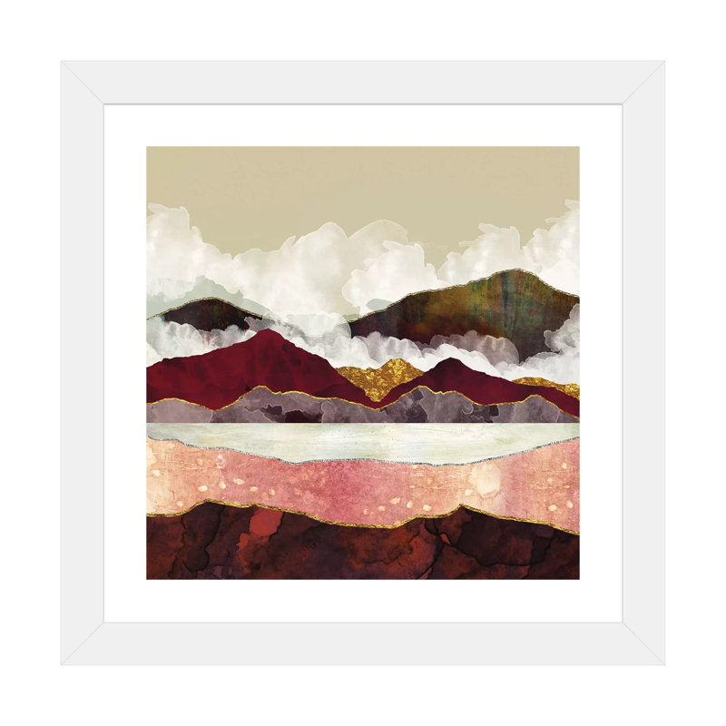 Melon Mountains - impression d'art graphique, H 24 po x l 24 po x P 1 po, Papier encadré blanc, Blanc