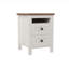 Ensemble de chambre à coucher 3 pièces White + Brown - Lit plateforme pleine grandeur avec tête de lit double à porte coulissante, station de charge, table de chevet et commode-928364537-928364540